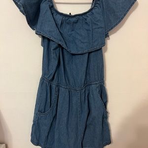 Off shoulder denim romper